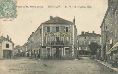 .CPA  FRANCE 42 "Renaison,  la Place et la Grande Rue"