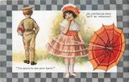 Enfant CPA ENFANT dessiné "Petite fille avec son parapluie"