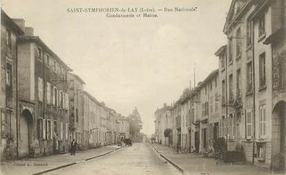 .CPA  FRANCE 42 " Saint Symphorien de Lay, Rue Nationale, Gendarmerie et Mairie"