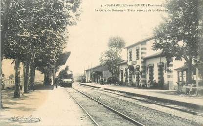 .CPA  FRANCE 42 " Saint Rambert sur Loire, La Gare du Bonson" /TRAIN