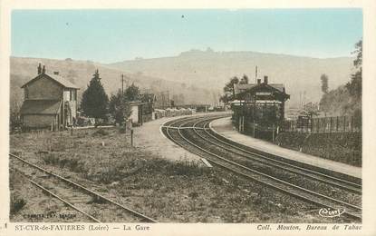 .CPA  FRANCE 42 " Saint Cyr de Favières, La gare"/ GARE