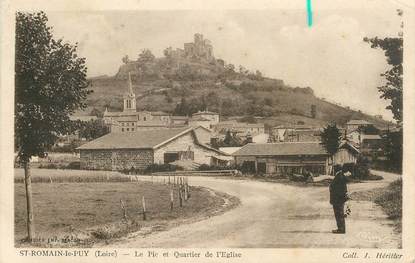 .CPA  FRANCE 42 " Saint Romain le Puy, Le Pic et Quartier de l'Eglise"