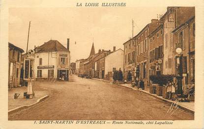 .CPA  FRANCE 42 " Saint Martin d'Estréaux, Route nationale côté Lapalisse"