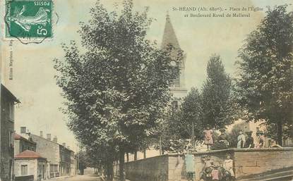 .CPA FRANCE 42 "St Héand, Place de l'église et Boulevard Ravel de Malleval"
