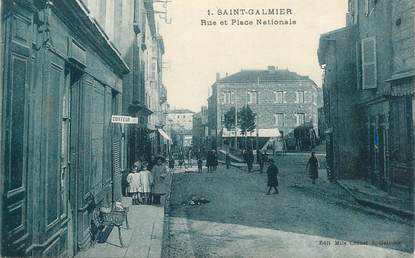 .CPA FRANCE 42 "St Galmier, Rue et Place Nationale"