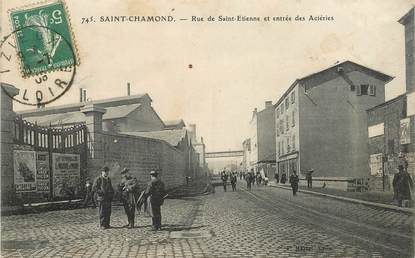 .CPA FRANCE 42 "St Chamond, Rue de St Etienne et entrée des acieries"