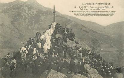 .CPA  FRANCE 07 "Burzet, Procession du Vendredi Saint, arrivée au Calvaire"