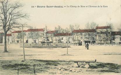 .CPA  FRANCE 07 "Bourg St Andéol, Le Champ de Mars et l'Avenue de la Gare"