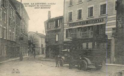 .CPA  FRANCE 07 "La Louvesc, Le départ de l'autobus pour Annonay"/ AUTOBUS