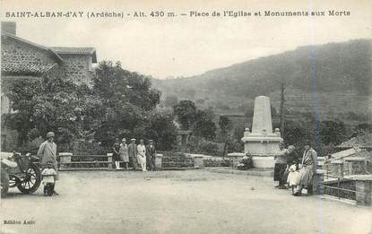 .CPA  FRANCE 07 "St  Alban d'Ay, Place de l'église et monuments aux morts"