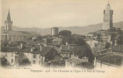 CPA FRANCE 83 'Draguignan, vue d'ensemble de l'Eglise à la Tour  de l'Horloge"