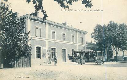 .CPA  FRANCE  07 "Le Teil, La gare vue extérieure"/ BUS