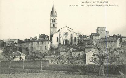 .CPA  FRANCE  07 "Vallon, L"église et Quartier de Bourdaric"