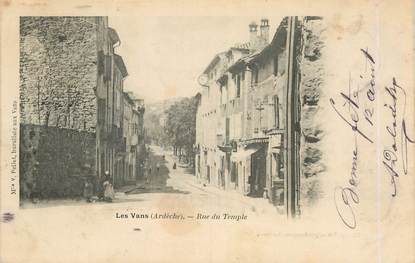 .CPA FRANCE  07 "Les Vans,  Rue du Temple"