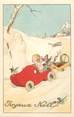 Theme CPA ANGE "Joyeux Noël" / Enfant ange en voiture  / POUPÉE / JOUET / OURS EN PELUCHE