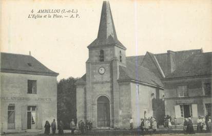 .CPA FRANCE 37 "Ambillou, L'église et la place"