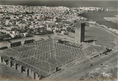  CPSM MAROC "Rabat, vue panoramique aérienne de la Tour Hassan et la pointe des Oudaïas"
