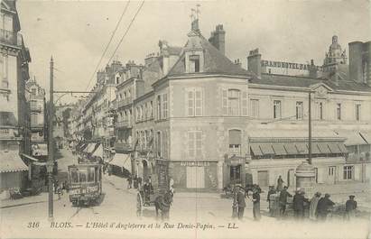 .CPA FRANCE 41 " Blois, Hôtel d'Angleteerre et Rue Denis Papin"/TRAM