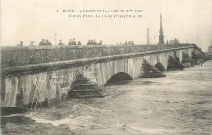 .CPA FRANCE 41 " Blois, Crue de la Loire 21 octobre 1907, Vue du Pont"/INONDATIONS