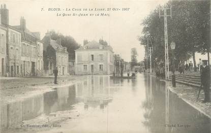 .CPA FRANCE 41 " Blois, Crue de la Loire 21 octobre 1907, Quai St Jean et le Mail"/INONDATIONS