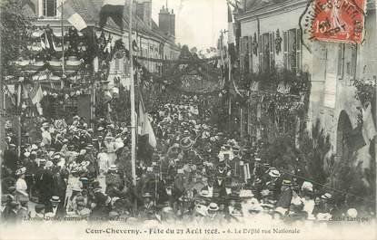 .CPA FRANCE 41 " Cheverny, Fête  du 23 août 1908 Défilé Rue Nationale"