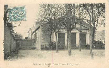 .CPA FRANCE 41 "Mer, Le Temple protestant et la Place Jurieu"