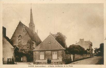 .CPA  FRANCE 41 "Sarge, L'église St Martin et la Poste"