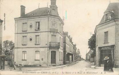 .CPA  FRANCE 41 "Saint Georges sur Cher, La Mairie et la Route de Montrichard"