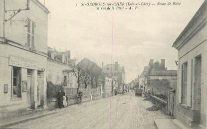 .CPA  FRANCE 41 "Saint Georges sur Cher, Route de Bléré et Rue de la Poste"
