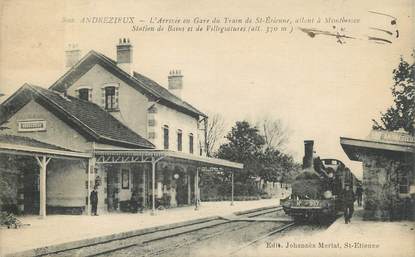 .CPA FRANCE 42 " Andrézieux, La gare"/TRAIN