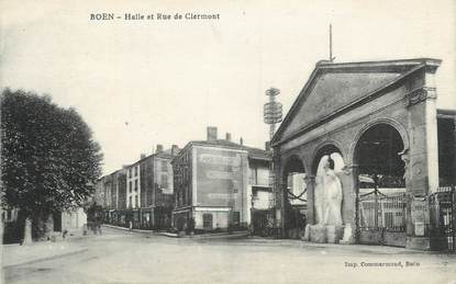 .CPA FRANCE 42 " Boen, Halle et rue de Clermont"