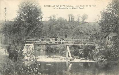 .CPA FRANCE 42 "Chazelles sur Lyon, Bords de la Coise et passerelle du Moulin Bessi"