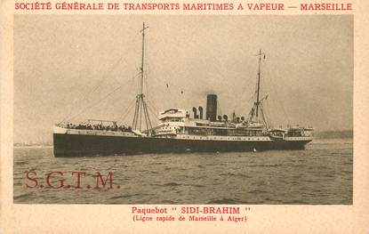  CPA  BATEAU / PAQUEBOT / COMMERCE  "Le SIDI BRAHIM " / Société Générale des Transports maritimes à vapeur / Marseille