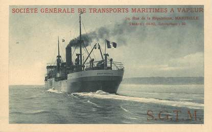 CPA BATEAU PAQUEBOT COMMERCE "Le MENDOZA " Société Générale des Transports maritimes à vapeur Marseille