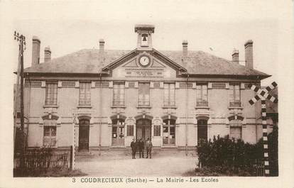 .CPA FRANCE 72 "Coudrecieux, La mairie, les écoles"