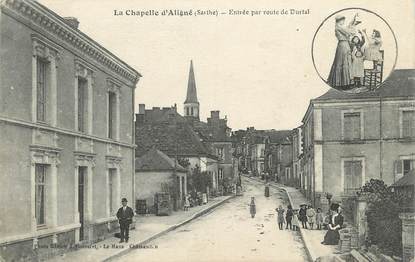 .CPA FRANCE 72 "La Chapelle d'Aligné, Entrée par route de Durtal"