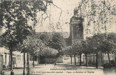 .CPA FRANCE 72 "Château du Loir, Place Monnier et l'église"