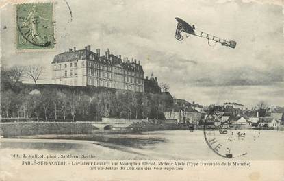 .CPA FRANCE 72 " Sablé sur Sarthe, Aviateur Lusseti sur Monoplan Blériot"/AVIATEUR