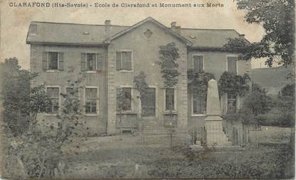 .CPA FRANCE 74 " Clarafond, Ecole et monument aux morts"