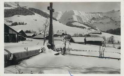 .CPSM   FRANCE 74 " Megève, Le Hameau du Planellet et la Chaîne du Joly"