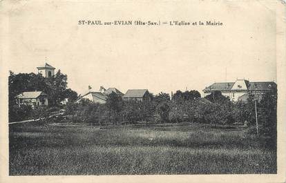 .CPA  FRANCE 74 " Saint Paul sur Evian, L'église et la mairie"