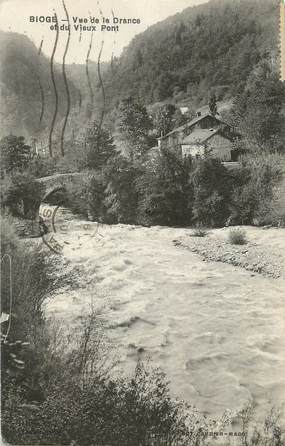 .CPA  FRANCE 74 " Bioge, Vue de la Drance et du vieux pont"