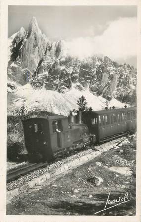 .CPSM  FRANCE 74 "Chamonix, Le chemin de fer du Montenvers et l'Aiguille du Drû"/TRAIN
