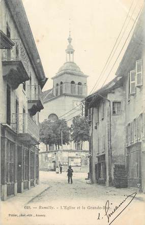 .CPA FRANCE 74 "Rumilly, L'église et la grande rue"