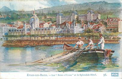 .CPA FRANCE 74 "Evian les Bains, Les bains d'Evian et le Splendid Hôtel"