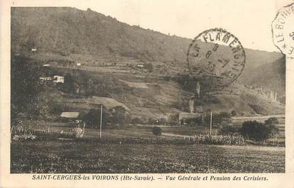 .CPA FRANCE 74 " St Cergues les Voirons, Vue générale et Pension des Cerisiers"