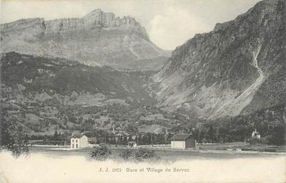 .CPA FRANCE 74 "Servoz,  Gare et village"