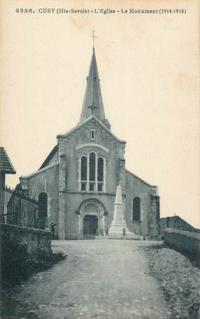 .CPA  FRANCE 74 " Cusy, L'église et le monument "