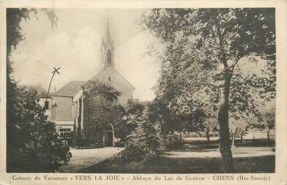 .CPA FRANCE 74 "  Chens, Colonie  de vacances Vers la Joie, Abbaye du Lac de Genève"
