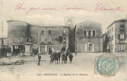 .CPA FRANCE 69 "  Brindas, Eglise et Mairie"